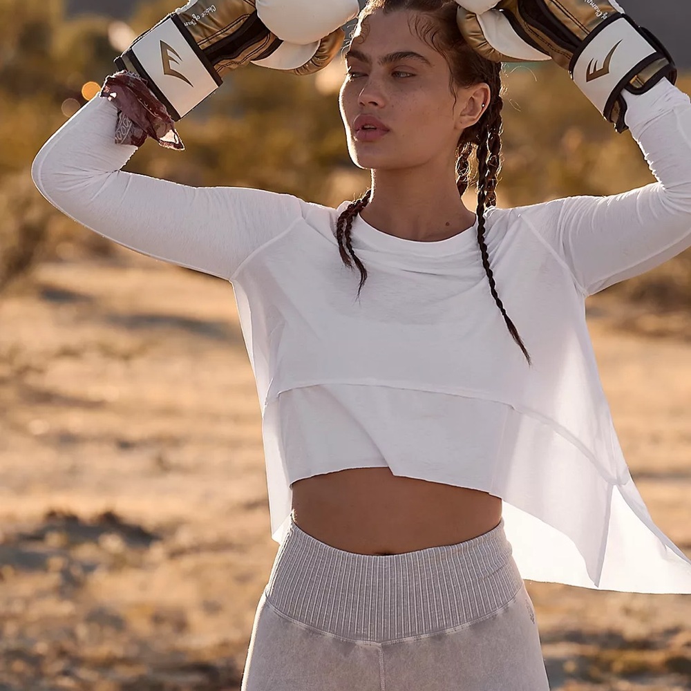 FP Movement by Free People Tempo White Long Sleeve Tee S Like New!